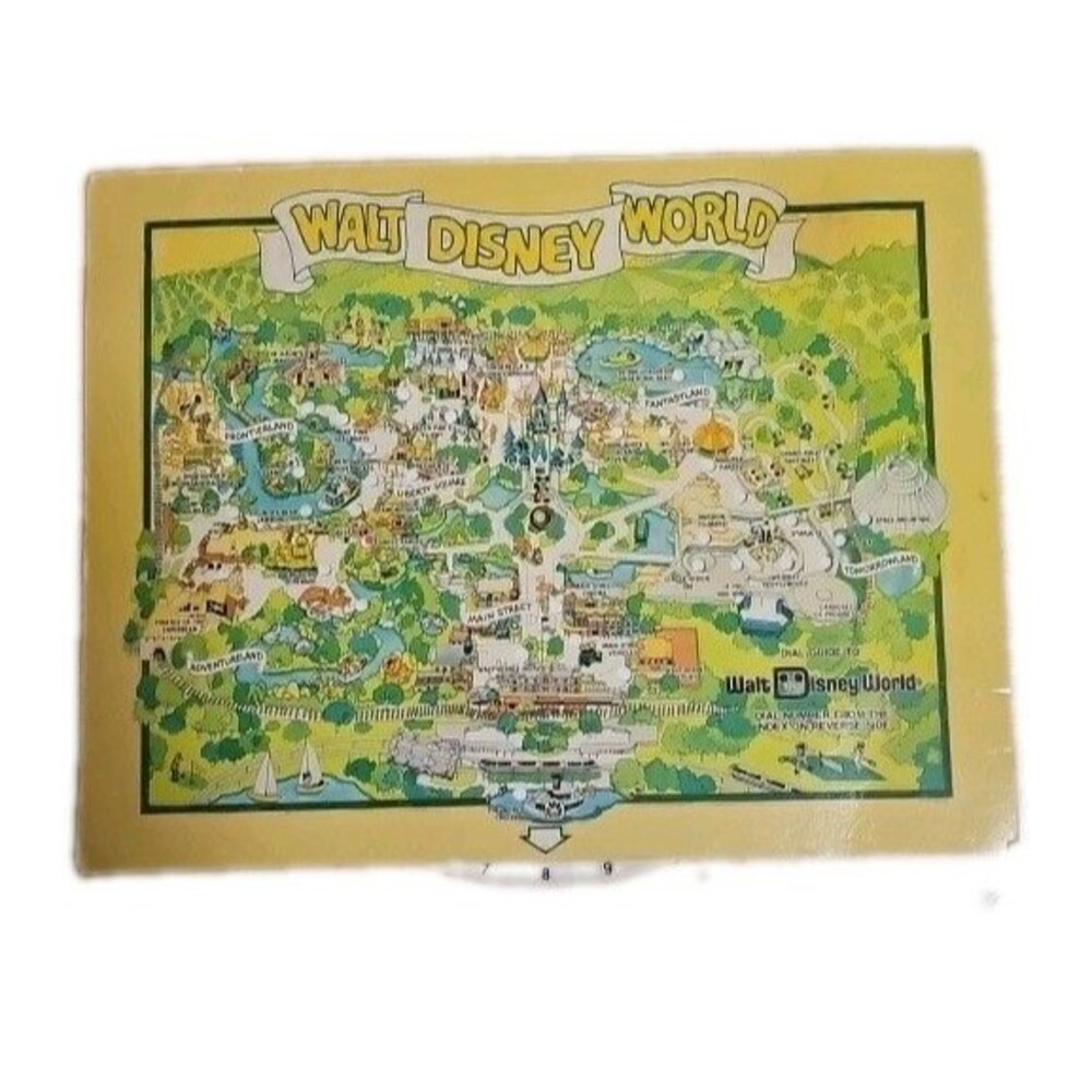Vintage 1980 Walt Disney World Dial Map Magic Kingdom Interactive Souvenir